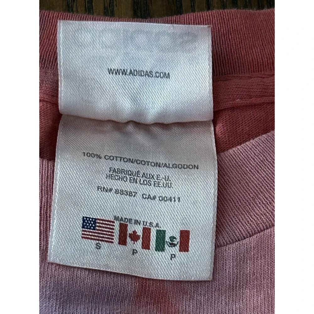 Adidas Shirt Mens S Tie Dye Spell Out Logo Soccer Graphic Tee Pink Red Ombre Y2K